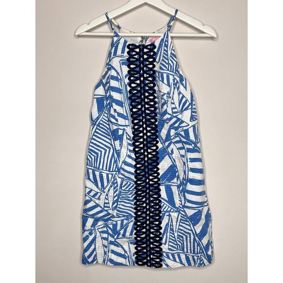 Lilly Pulitzer Annabelle Nautical Bay Blue Shift Dress Women's Size 0 - Picture 3 of 11